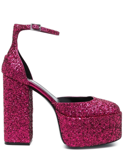 PARIS TEXAS 140MM GLITTER-EMBELLISHED PLATFORM PUMPS