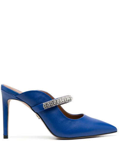 Kurt Geiger 100mm Crystal-embellished Detail Mules In Blue