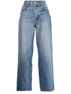 Moussy Vintage Riverview High Rise Wide Straight Ankle Jeans In Blue