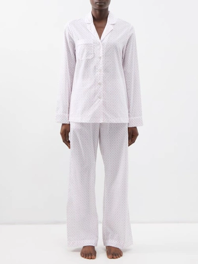 Derek Rose Kate Polka Dot-pattern Cotton Pyjama Set In White