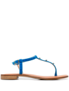 MADISON.MAISON EMBELLISHED LEATHER THONG SANDALS