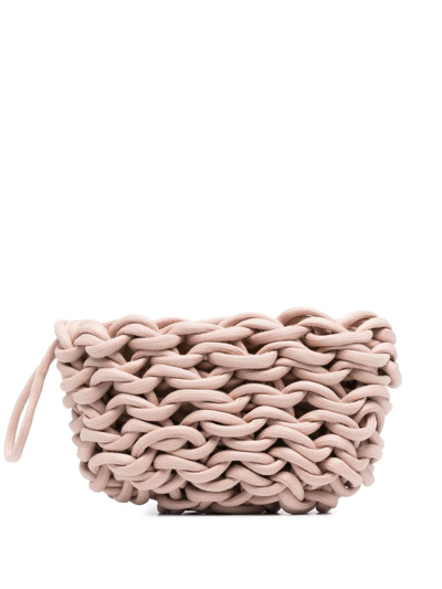 Alienina Lina Interwoven Clutch Bag In Pink