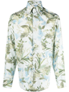 Tom Ford Floral-print Lyocell-blend Shirt In Blue