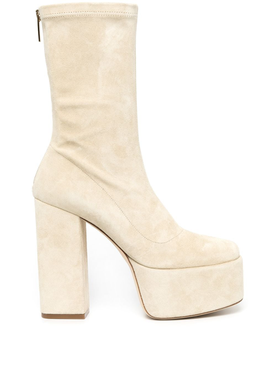 Paris Texas Lexi Suede Ankle Boots With Platform In Angora