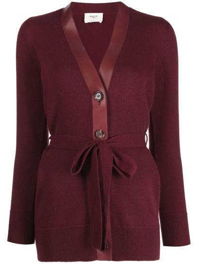 Bally Belted Button-up Cardigan In Red