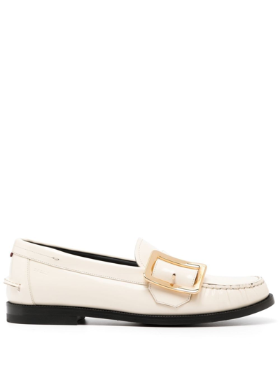 Bally 10mm Calya Patent Leather Loafers In Ivory