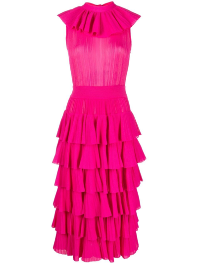 Antonino Valenti Tiered Ruffle Midi Dress In Pink