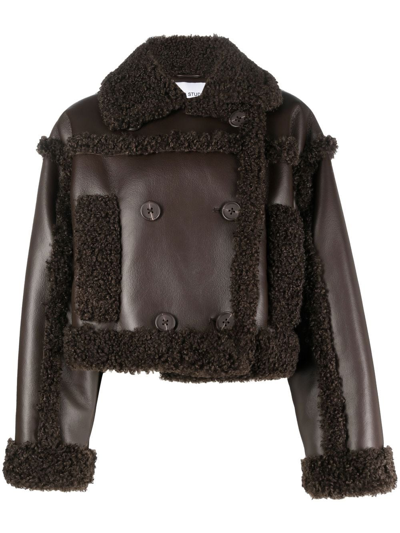 STAND STUDIO CROPPED FAUX SHEARLING JACKET