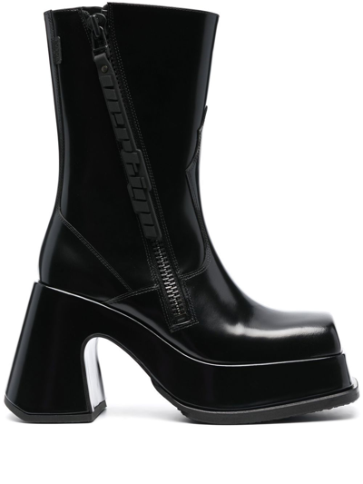 Eytys Vertigo Leather Square-toe Boots In Black