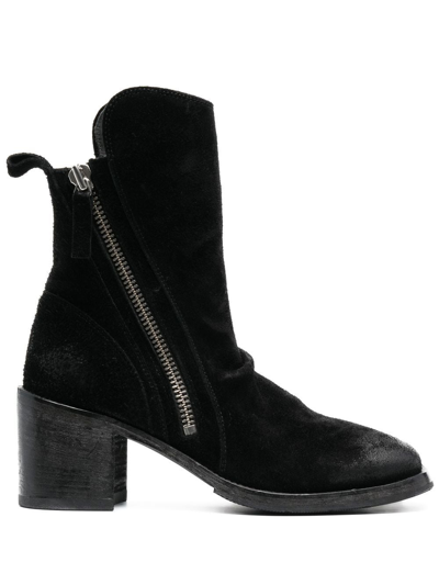 Moma 70mm Burnished-effect Suede Ankle Boots In Black