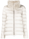Save The Duck Faux-fur Collar Padded Jacket In Rainy Beige