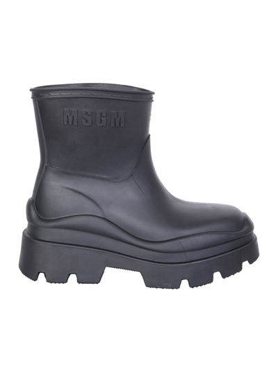 Msgm Black Rubber Boots