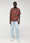 MANGO MAN HAWAIIAN FLOWY SHIRT RED