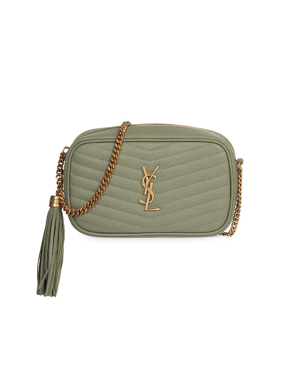 Saint Laurent Women's Mini Lou Matelassé Leather Camera Bag In Light Sage
