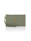 Saint Laurent Women's Monogram Matelassé Leather Pouch In Light Sage