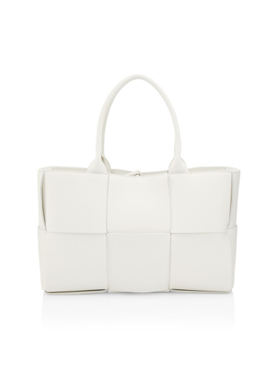 Bottega Veneta Women's Small Arco Intrecciato Leather Tote Bag In White