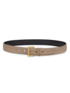 Saint Laurent 3cm Cassandre Leather Belt In Green