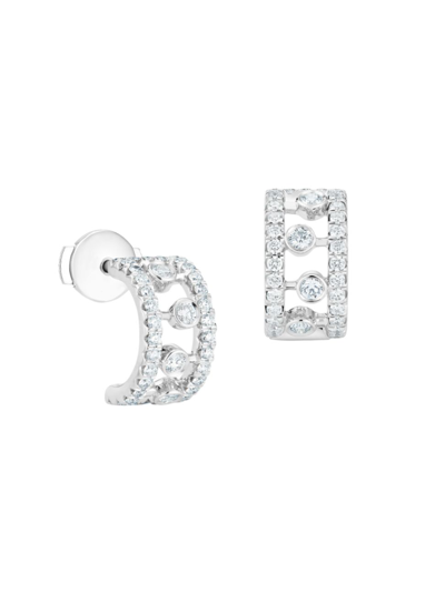 De Beers Jewellers Dewdrop Diamond & 18k White Gold Hoop Earrings/0.4"