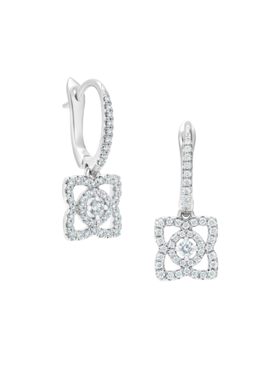 De Beers Jewellers Enchanted Lotus Diamond & 18k White Gold Drop Earrings