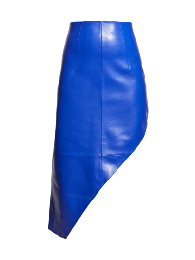 As By Df Fallon Asymmetric Recycled Leather Midi Skirt In Ultra Marine