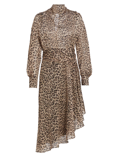 Iro Mataori Leopard High-neck Midi Dress In Black Leopard