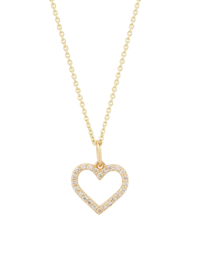 Sydney Evan Women's 14k Yellow Gold & Diamond Open Heart Charm Necklace