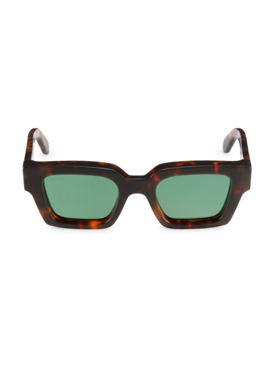 Off-white Men's Virgil 50mm Rectangular Sunglasses In Havana Green