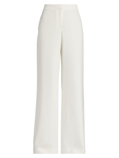 Lafayette 148 Kindwool Nouveau Crepe Dalton Wide-leg Pant In White