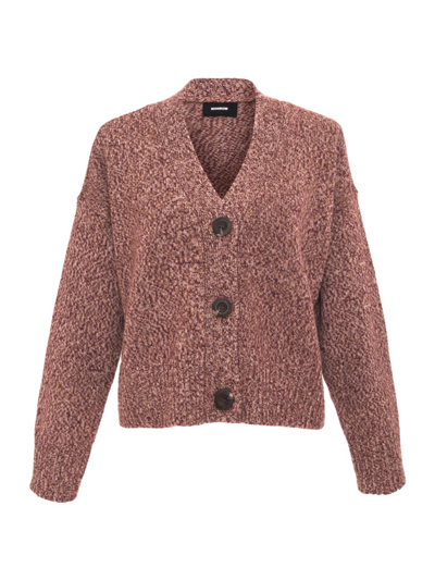 Monrow Marled Oversized Cardigan In Pomegranate