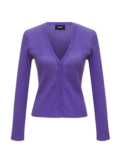 Monrow Sweater Rib Fitted Cardigan In Aster Purple