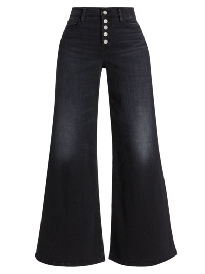 Frame Le Palazzo High Waist Button Fly Wide Leg Jeans In Manserra