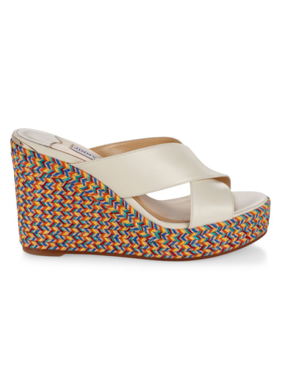 Jimmy Choo Dovina 100 Leather Wedge Sandal In Latte Mix