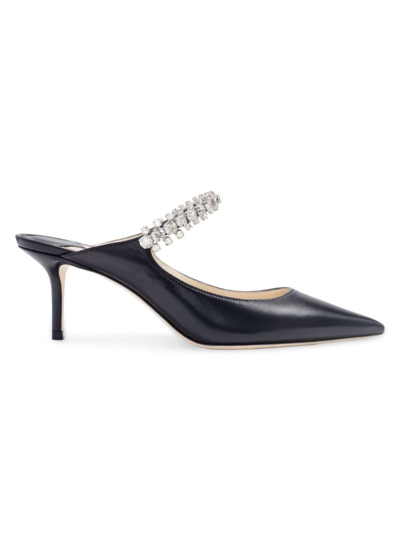 Jimmy Choo Bing 65 Embellished Pointed-toe Mules In Black