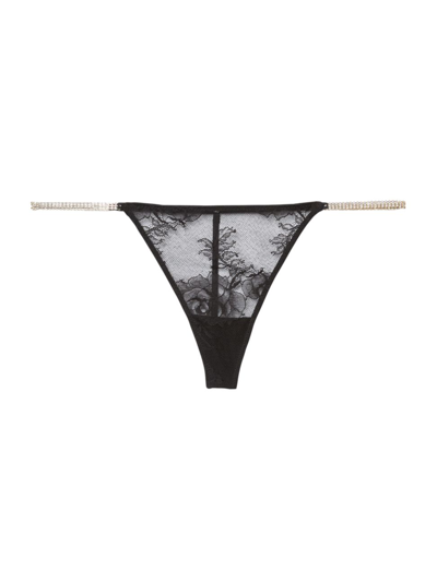 Fleur Du Mal Women's Crystal Bouquet Lace G-string In Black