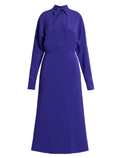 Victoria Beckham Wrap Front Long Sleeve Cady Shirtdress In Electric Purple
