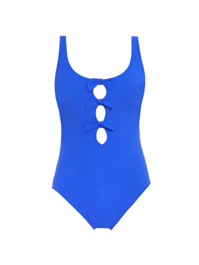 Skinny Dippers Women's Jelly Beans Alysa Bow One-piece Swimsuit In Wavelength