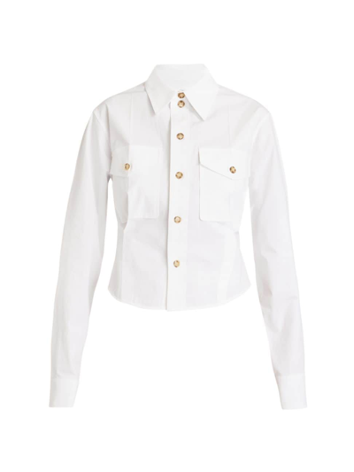 Victoria Beckham Flap-pocket Organic Cotton-blend Fitted Shirt In White