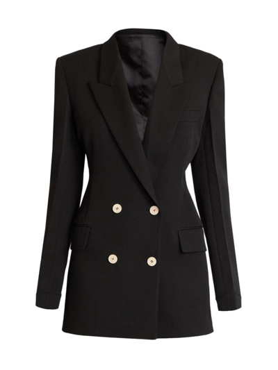 Victoria Beckham Double-breasted Wool-gabardine Blazer Mini Dress In Black