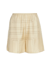 Totême Toteme Elegant Monogram Silk High-waisted Mini Shorts In Ivory Monogram