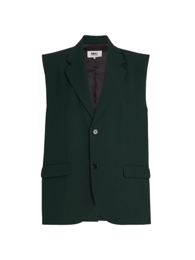 Mm6 Maison Margiela Gilet Cut-off Single-breasted Vest In Poison Green