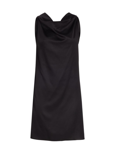 Mm6 Maison Margiela Women's Draped Shirt-sleeve Minidress In Black