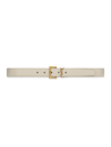 Saint Laurent Women's Cassandre Belt With Square Buckle In Grained Leather In Crema Soft