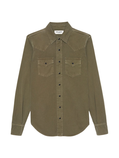 Saint Laurent Western Shirt In Verde