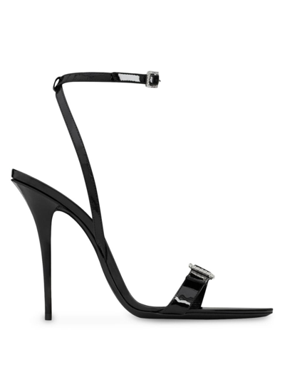 Saint Laurent Women's Claude Sandals In Patent Leather In Nero