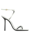 Saint Laurent Nuit Silk Ankle-strap Sandals In Slight Green