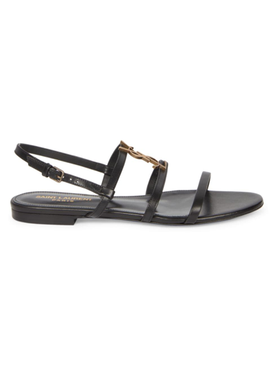 SAINT LAURENT WOMEN'S CASSANDRA LEATHER SLINGBACK SANDALS