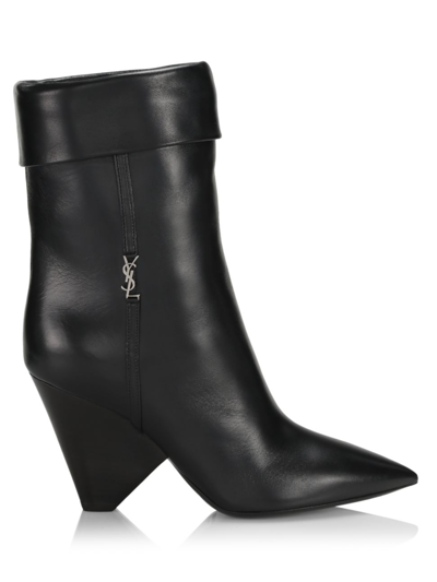 Saint Laurent Women's Liz 85mm Leather Mid-calf Boots In Black