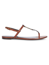 Saint Laurent Women's Cassandra Leather Slingback Thong Sandals In Orange