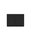 Saint Laurent Black Card-holder With Tonal Cassandre In Grain De Poudre Leather Man In Nero