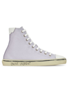 Saint Laurent Women's Malibu Mid-top Sneakers In Crepe Satin And Smooth Leather In Purple